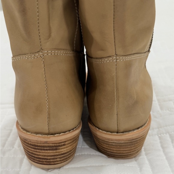 Diba beige leather ankle boots with side zipper and low heel size 8 - Picture 3 of 12